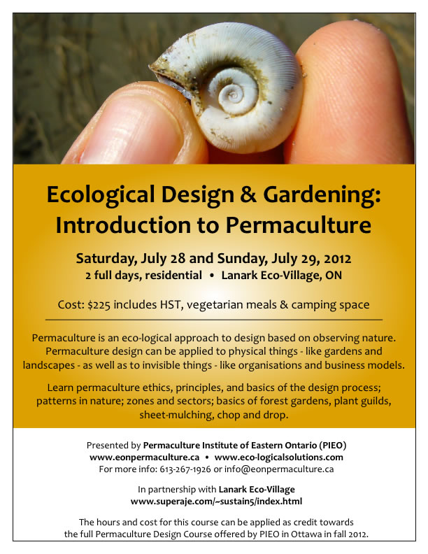intro to permaculture course poster at Lanark Ecovillage